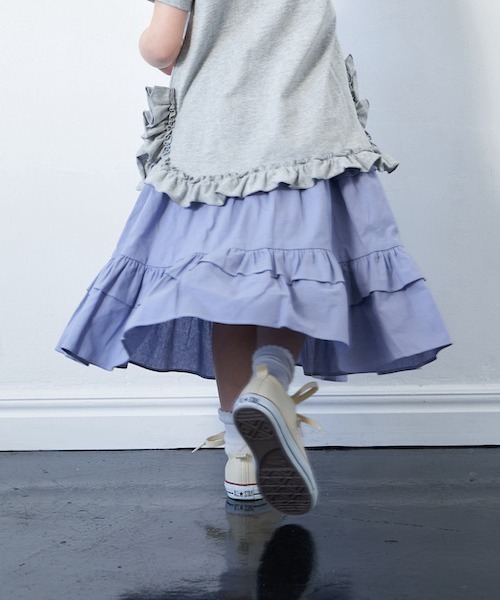 b・ROOM（ビールーム）の「ロングティアードスカート（スカート・キッズ・オフホワイト/モスグリーン/ブルー・120cm/130cm/100cm/110cm/90cm）」の17枚目の写真