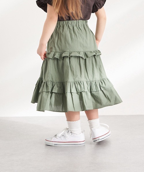b・ROOM（ビールーム）の「ロングティアードスカート（スカート・キッズ・オフホワイト/モスグリーン/ブルー・120cm/130cm/100cm/110cm/90cm）」の13枚目の写真