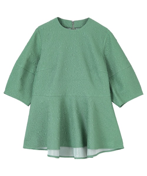 UR'S（ユアーズ）の「ふくれｼﾞｬｶﾞｰﾄﾞﾍﾟﾌﾟﾗﾑﾄｯﾌﾟｽ（Tシャツ/カットソー・レディース・オフホワイト/グリーン/グレイッシュベージュ/ブラック/ホワイト・L/M/S）」の5枚目の写真