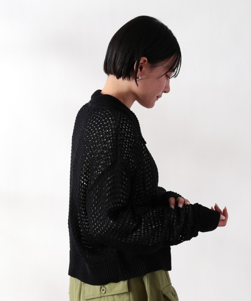 cepo(セポ)の「エリツキメッシュニットカーディガン(カーディガン/ボレロ・レディース・ブラック/イエロー/サックスブルー/ベージュ・M)」の6枚目の写真