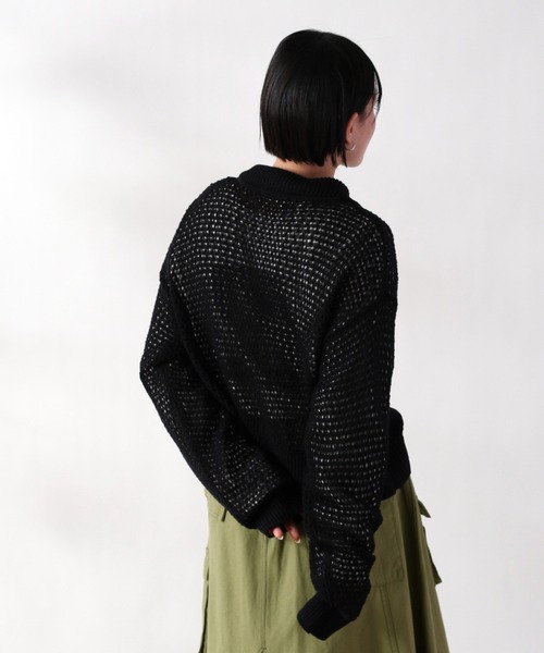 cepo(セポ)の「エリツキメッシュニットカーディガン(カーディガン/ボレロ・レディース・ブラック/イエロー/サックスブルー/ベージュ・M)」の7枚目の写真