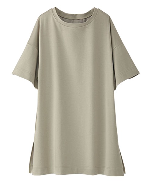 BELLUNA(ベルーナ)の「涼やか裏サラ心地綿入りチュニック(Tシャツ/カットソー・レディース・ライトグレー/ブラウン系その他2/ブラウン系その他/ブルーグレー・X-LARGE/LARGE/MEDIUM)」の2枚目の写真