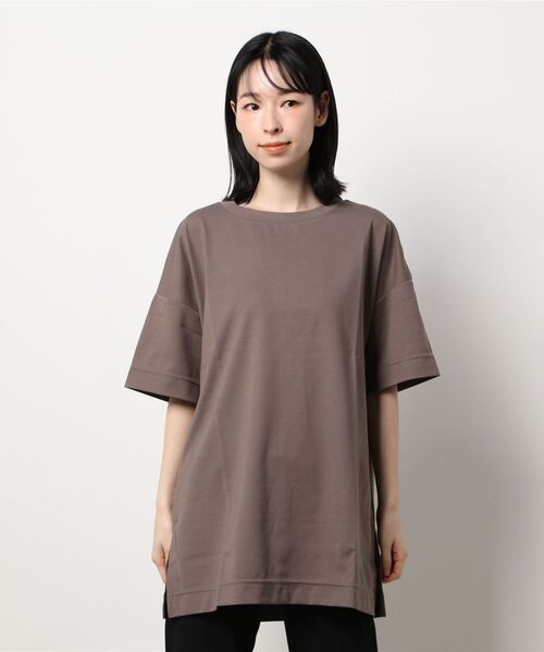 BELLUNA(ベルーナ)の「涼やか裏サラ心地綿入りチュニック(Tシャツ/カットソー・レディース・ライトグレー/ブラウン系その他2/ブラウン系その他/ブルーグレー・X-LARGE/LARGE/MEDIUM)」の14枚目の写真
