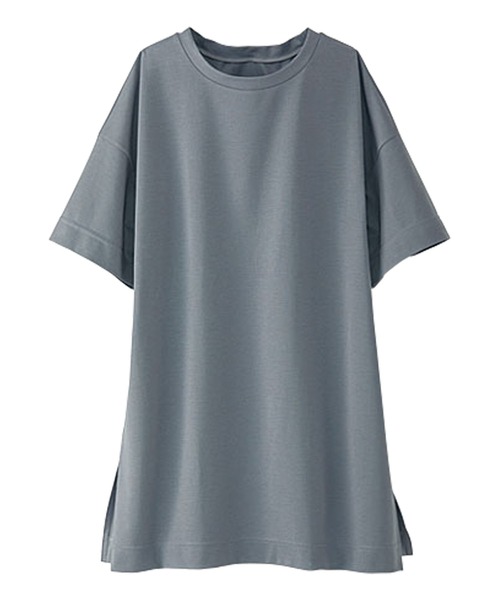 BELLUNA(ベルーナ)の「涼やか裏サラ心地綿入りチュニック(Tシャツ/カットソー・レディース・ライトグレー/ブラウン系その他2/ブラウン系その他/ブルーグレー・X-LARGE/LARGE/MEDIUM)」の5枚目の写真