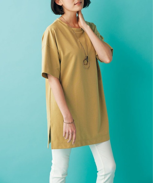 BELLUNA(ベルーナ)の「涼やか裏サラ心地綿入りチュニック(Tシャツ/カットソー・レディース・ライトグレー/ブラウン系その他2/ブラウン系その他/ブルーグレー・X-LARGE/LARGE/MEDIUM)」の8枚目の写真