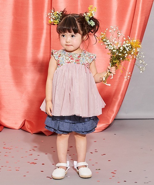 sense of wonder(センスオブワンダー)の「インディゴ調ツイルフリルショートパンツ【日本製】(その他パンツ・キッズ・ネイビー・100cm/110cm/80cm/90cm/120cm/130cm)」の3枚目の写真