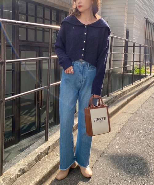 one after another NICE CLAUP(ワンアフターアナザーナイスクラップ)の「メランジセーラーカラーカーディガン(カーディガン/ボレロ・レディース・ネイビー/ピンク系/ブルー/アイボリー・FREE)」の20枚目の写真