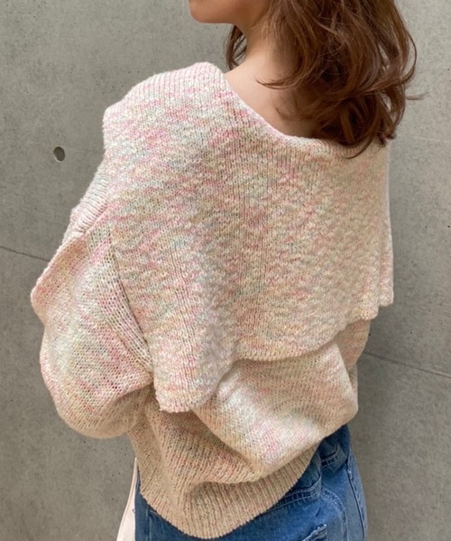 one after another NICE CLAUP(ワンアフターアナザーナイスクラップ)の「メランジセーラーカラーカーディガン(カーディガン/ボレロ・レディース・ネイビー/ピンク系/ブルー/アイボリー・FREE)」の14枚目の写真