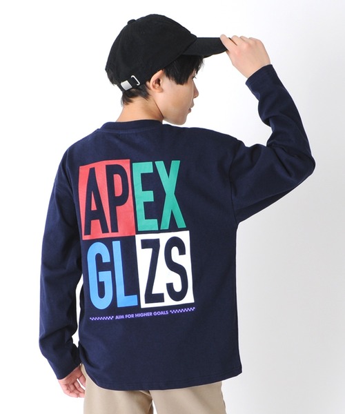 GLAZOS（グラソス）の「天竺・USAコットンドロップショルダー バックプリントＢＩＧロゴ長袖Ｔシャツ（Tシャツ/カットソー・キッズ・ホワイト/チャコールグレー/ネイビー・130cm/160cm/150cm/170cm/140cm）」の3枚目の写真