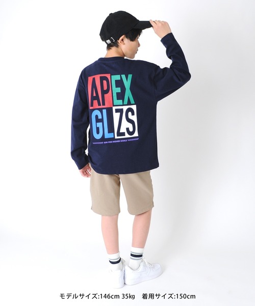 GLAZOS（グラソス）の「天竺・USAコットンドロップショルダー バックプリントＢＩＧロゴ長袖Ｔシャツ（Tシャツ/カットソー・キッズ・ホワイト/チャコールグレー/ネイビー・130cm/160cm/150cm/170cm/140cm）」の12枚目の写真