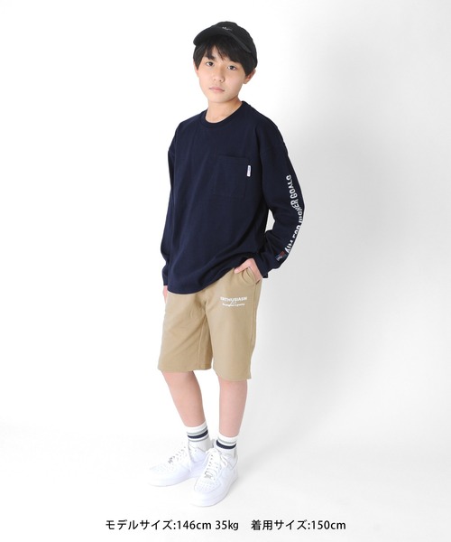 GLAZOS（グラソス）の「天竺・USAコットンドロップショルダー バックプリントＢＩＧロゴ長袖Ｔシャツ（Tシャツ/カットソー・キッズ・ホワイト/チャコールグレー/ネイビー・130cm/160cm/150cm/170cm/140cm）」の6枚目の写真