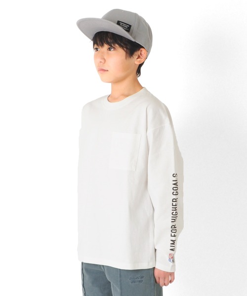 GLAZOS（グラソス）の「天竺・USAコットンドロップショルダー バックプリントＢＩＧロゴ長袖Ｔシャツ（Tシャツ/カットソー・キッズ・ホワイト/チャコールグレー/ネイビー・130cm/160cm/150cm/170cm/140cm）」の10枚目の写真