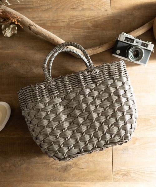 MAKE UP(メイクアップ)の「MAKE UP 軽量PEトートバックL/かごバッグ(巾着付)(トートバッグ・レディース・ダークブラウン/ベージュ/グレー/アイボリー・FREE)」の3枚目の写真