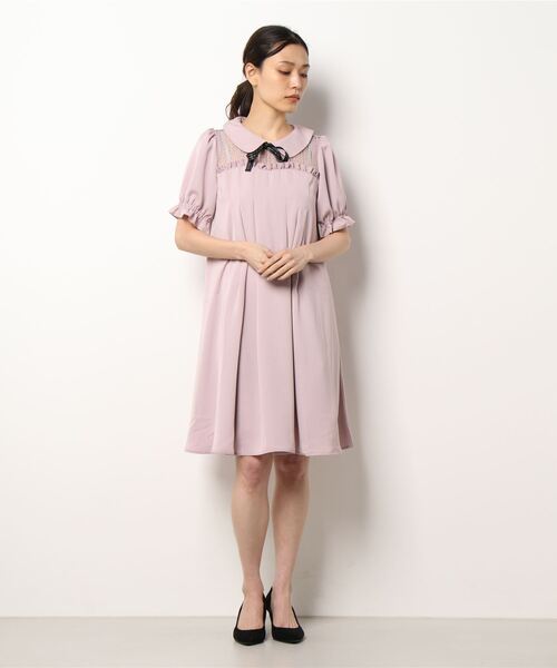 axes femme POETIQUE(アクシーズファムポエティック)の「メッセージリボンAラインOP(ワンピース・レディース・ピンク/ブラック/グレー・MEDIUM)」の3枚目の写真