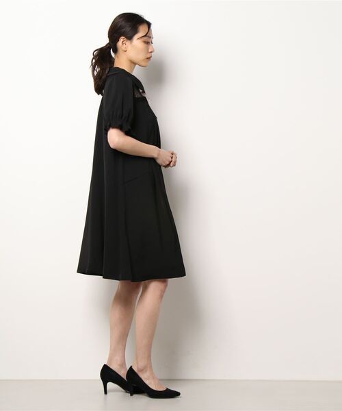 axes femme POETIQUE(アクシーズファムポエティック)の「メッセージリボンAラインOP(ワンピース・レディース・ピンク/ブラック/グレー・MEDIUM)」の4枚目の写真