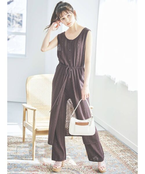 dazzlin（ダズリン）の「ロングクロシェニットトップス（ベスト・レディース・オフホワイト/パープル/ブラウン・FREE）」の6枚目の写真