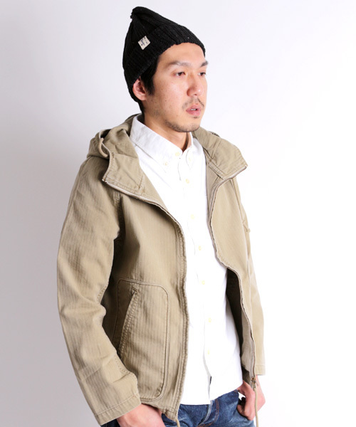 Denime(ドゥニーム)の「【MadeInJapan】40sフレンチワークマリンパーカー-ヘリンボーン-(その他アウター・メンズ・ベージュ/ブルー・SMALL/LARGE/MEDIUM)」の15枚目の写真