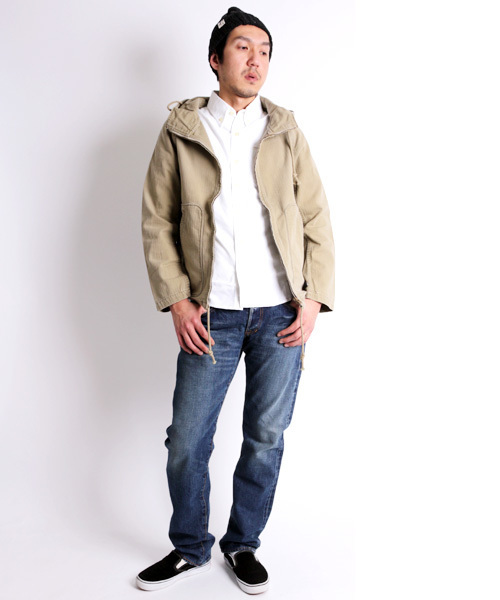 Denime(ドゥニーム)の「【MadeInJapan】40sフレンチワークマリンパーカー-ヘリンボーン-(その他アウター・メンズ・ベージュ/ブルー・SMALL/LARGE/MEDIUM)」の10枚目の写真