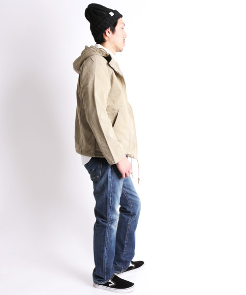 Denime(ドゥニーム)の「【MadeInJapan】40sフレンチワークマリンパーカー-ヘリンボーン-(その他アウター・メンズ・ベージュ/ブルー・SMALL/LARGE/MEDIUM)」の11枚目の写真
