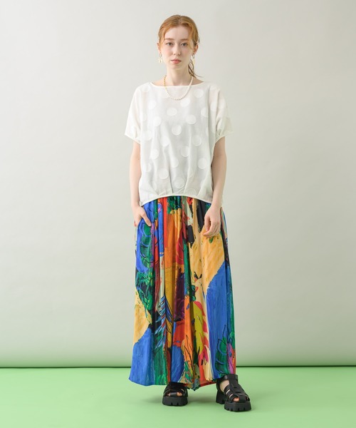 malla(マーラ)の「malla イペカビスコースペイントパンツ(その他パンツ・レディース・オレンジ・FREE)」の2枚目の写真