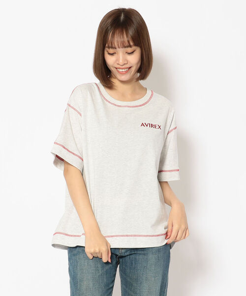 AVIREX（アヴィレックス）の「【直営店限定】ステッチ カラー  Tシャツ/STITCH COLOR T-SHIRT（Tシャツ/カットソー・レディース・オートミール/グリーン/ブラック・FREE）」の9枚目の写真
