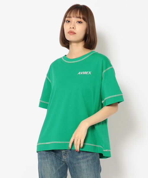 AVIREX（アヴィレックス）の「【直営店限定】ステッチ カラー  Tシャツ/STITCH COLOR T-SHIRT（Tシャツ/カットソー・レディース・オートミール/グリーン/ブラック・FREE）」の7枚目の写真