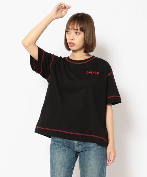 AVIREX（アヴィレックス）の「【直営店限定】ステッチ カラー  Tシャツ/STITCH COLOR T-SHIRT（Tシャツ/カットソー・レディース・オートミール/グリーン/ブラック・FREE）」の6枚目の写真