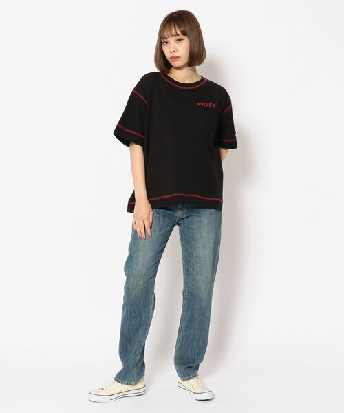 AVIREX（アヴィレックス）の「【直営店限定】ステッチ カラー  Tシャツ/STITCH COLOR T-SHIRT（Tシャツ/カットソー・レディース・オートミール/グリーン/ブラック・FREE）」の8枚目の写真