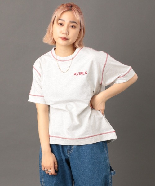 AVIREX（アヴィレックス）の「【直営店限定】ステッチ カラー  Tシャツ/STITCH COLOR T-SHIRT（Tシャツ/カットソー・レディース・オートミール/グリーン/ブラック・FREE）」の14枚目の写真