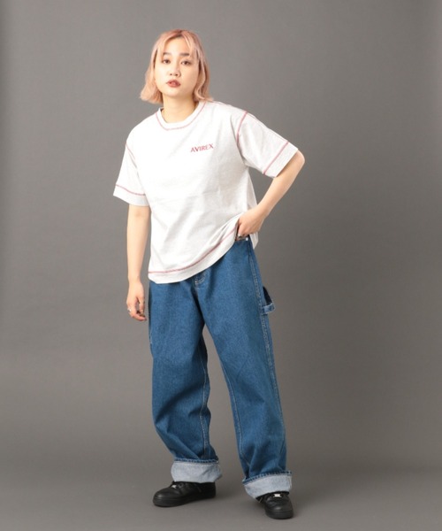 AVIREX（アヴィレックス）の「【直営店限定】ステッチ カラー  Tシャツ/STITCH COLOR T-SHIRT（Tシャツ/カットソー・レディース・オートミール/グリーン/ブラック・FREE）」の18枚目の写真