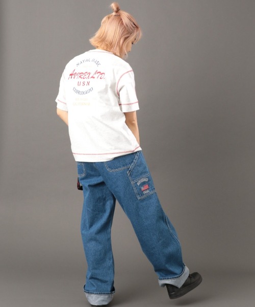 AVIREX（アヴィレックス）の「【直営店限定】ステッチ カラー  Tシャツ/STITCH COLOR T-SHIRT（Tシャツ/カットソー・レディース・オートミール/グリーン/ブラック・FREE）」の19枚目の写真