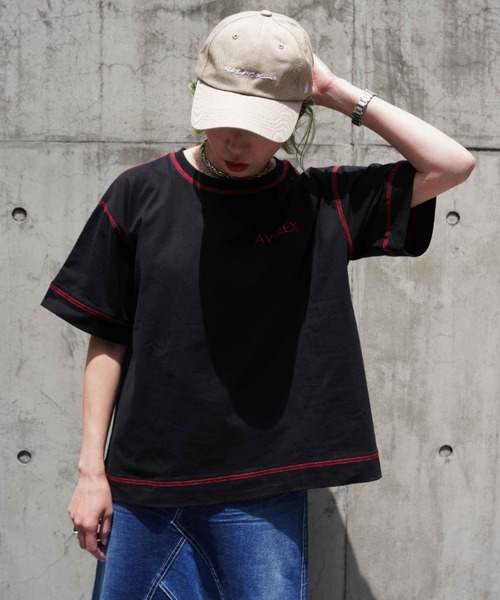 AVIREX（アヴィレックス）の「【直営店限定】ステッチ カラー  Tシャツ/STITCH COLOR T-SHIRT（Tシャツ/カットソー・レディース・オートミール/グリーン/ブラック・FREE）」の20枚目の写真