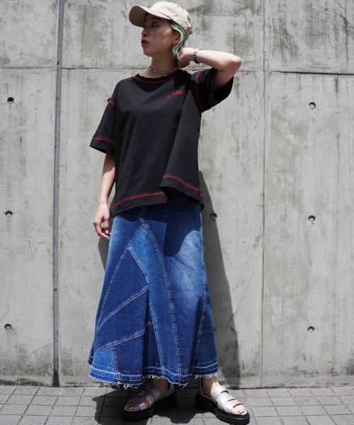 AVIREX（アヴィレックス）の「【直営店限定】ステッチ カラー  Tシャツ/STITCH COLOR T-SHIRT（Tシャツ/カットソー・レディース・オートミール/グリーン/ブラック・FREE）」の22枚目の写真