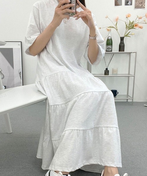 Dalfwin（ダールフィン）の「WOMANティアードロング丈ワンピース（ワンピース・レディース・グレー系その他/ネイビー/ブラック系その他2/グレー系その他2・FREE）」の8枚目の写真