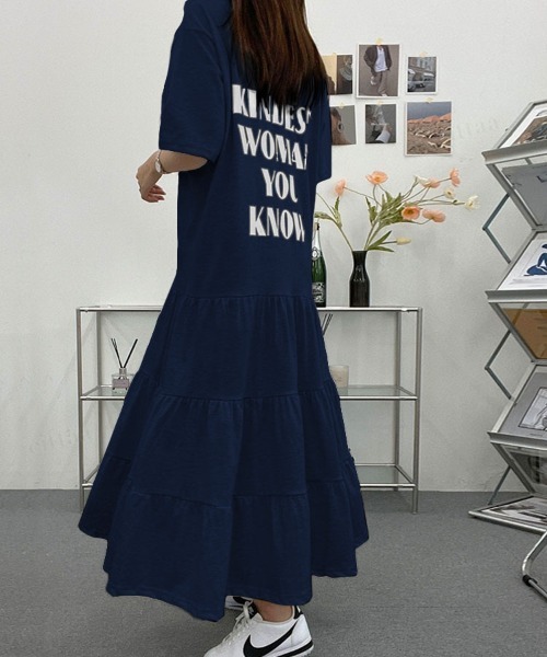 Dalfwin（ダールフィン）の「WOMANティアードロング丈ワンピース（ワンピース・レディース・グレー系その他/ネイビー/ブラック系その他2/グレー系その他2・FREE）」の9枚目の写真