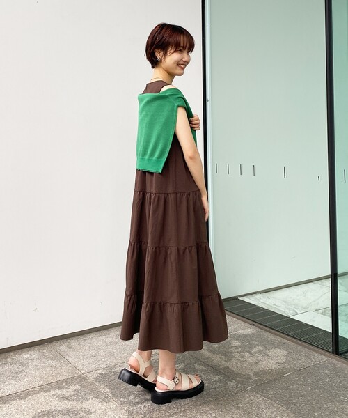 OPAQUE.CLIP（オペークドットクリップ）の「◆シアサッカー ティアードフレアワンピース【WEB限定サイズ】（ワンピース・レディース・ブラック系2/ブラウン系その他3/ブラック・40/38/36）」の12枚目の写真