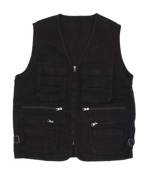 Monocoro toppi(モノコロトッピ)の「多収納 Vネック フィッシングベスト(ベスト・レディース・ベージュ/ブラック/カーキ/グレー・M/L/2L/3L)」の11枚目の写真