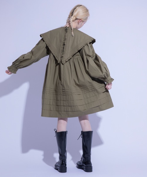 Candy Stripper（キャンディストリッパー）の「CEREMONY BIG COLLAR ドレス（ワンピース・レディース・カーキ/オフホワイト/ブラック・2）」の4枚目の写真