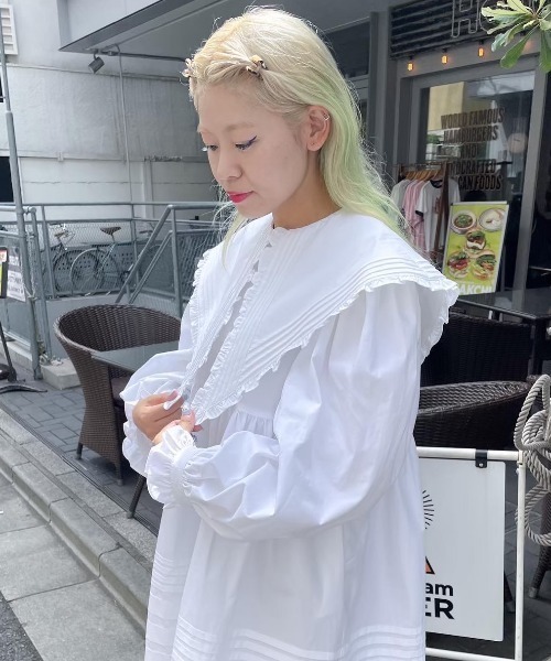 Candy Stripper（キャンディストリッパー）の「CEREMONY BIG COLLAR ドレス（ワンピース・レディース・カーキ/オフホワイト/ブラック・2）」の22枚目の写真