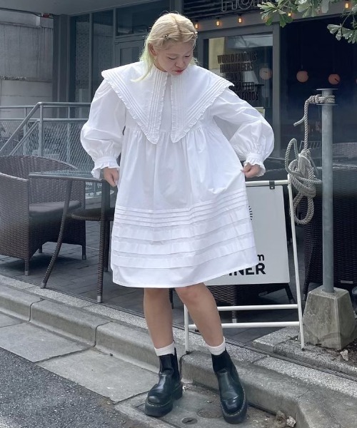 Candy Stripper（キャンディストリッパー）の「CEREMONY BIG COLLAR ドレス（ワンピース・レディース・カーキ/オフホワイト/ブラック・2）」の21枚目の写真