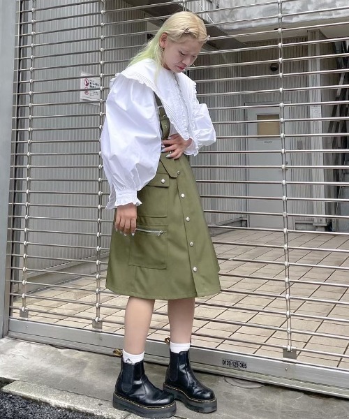 Candy Stripper（キャンディストリッパー）の「CEREMONY BIG COLLAR ドレス（ワンピース・レディース・カーキ/オフホワイト/ブラック・2）」の16枚目の写真