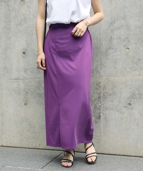 HONEYSUCKLE ROSE（ハニーサックルローズ）の「【HONEYSUCKLE ROSE】フロントスリットスカート（スカート・レディース・ブラック/ダークブラウン/ブルー/グリーン/パープル/レッド/オレンジ・M/L）」の5枚目の写真