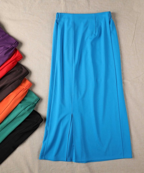 HONEYSUCKLE ROSE（ハニーサックルローズ）の「【HONEYSUCKLE ROSE】フロントスリットスカート（スカート・レディース・ブラック/ダークブラウン/ブルー/グリーン/パープル/レッド/オレンジ・M/L）」の19枚目の写真