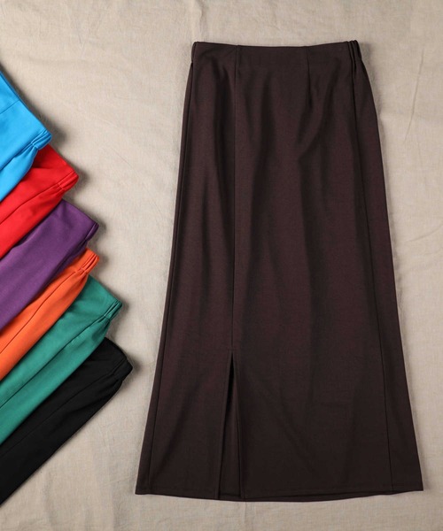 HONEYSUCKLE ROSE（ハニーサックルローズ）の「【HONEYSUCKLE ROSE】フロントスリットスカート（スカート・レディース・ブラック/ダークブラウン/ブルー/グリーン/パープル/レッド/オレンジ・M/L）」の18枚目の写真