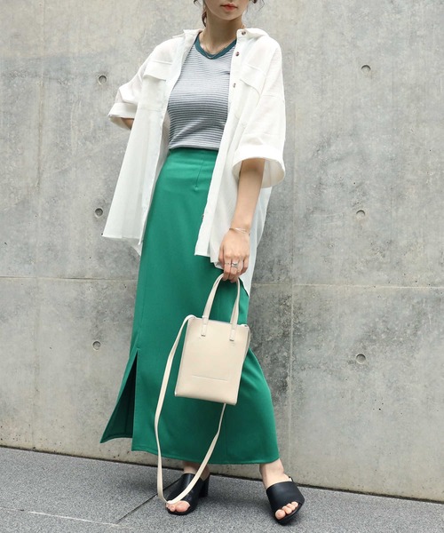 HONEYSUCKLE ROSE（ハニーサックルローズ）の「【HONEYSUCKLE ROSE】フロントスリットスカート（スカート・レディース・ブラック/ダークブラウン/ブルー/グリーン/パープル/レッド/オレンジ・M/L）」の20枚目の写真