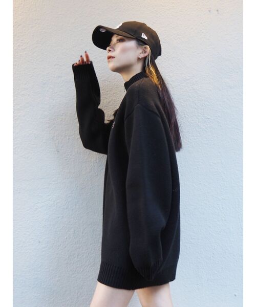 EVRIS（エヴリス）の「SUNNYハーフジップニットトップス（ニット/セーター・レディース・ブラック/ネイビー/グレー/レッド/アイボリー・FREE）」の10枚目の写真