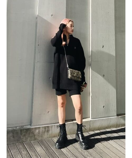 EVRIS（エヴリス）の「SUNNYハーフジップニットトップス（ニット/セーター・レディース・ブラック/ネイビー/グレー/レッド/アイボリー・FREE）」の13枚目の写真