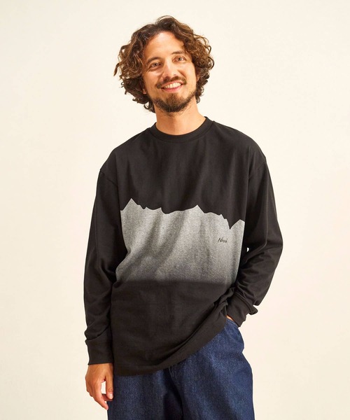 NANGA(ナンガ)の「ECO HYBRID RIDGE LINE PRINT L/S TEE/エコハイブリッドリッジラインプリントロングスリーブティー(Tシャツ/カットソー・メンズ・ホワイト/ブラック・S/M/L/XL)」の3枚目の写真