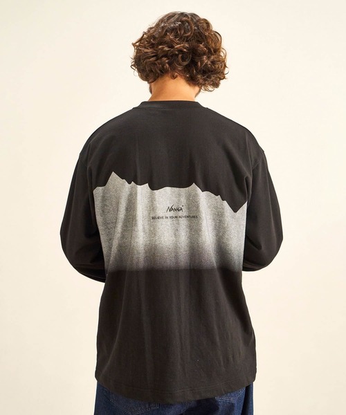 NANGA(ナンガ)の「ECO HYBRID RIDGE LINE PRINT L/S TEE/エコハイブリッドリッジラインプリントロングスリーブティー(Tシャツ/カットソー・メンズ・ホワイト/ブラック・S/M/L/XL)」の6枚目の写真