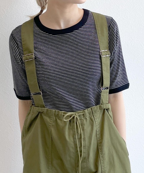 w closet(ダブルクローゼット)の「テレコボーダークルーネックプルオーバー(Tシャツ/カットソー・レディース・ピンク/ブルー系その他/ブラック×ホワイト・FREE)」の2枚目の写真